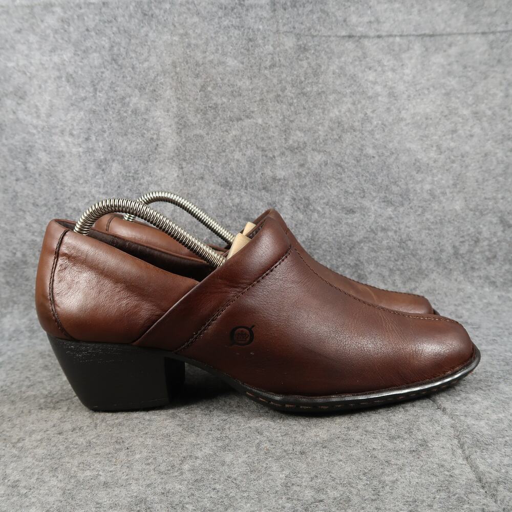 Born Shoes Womens 9.5 Bootie Low Clog Block Heel Leather Slip On Fashion Comfort